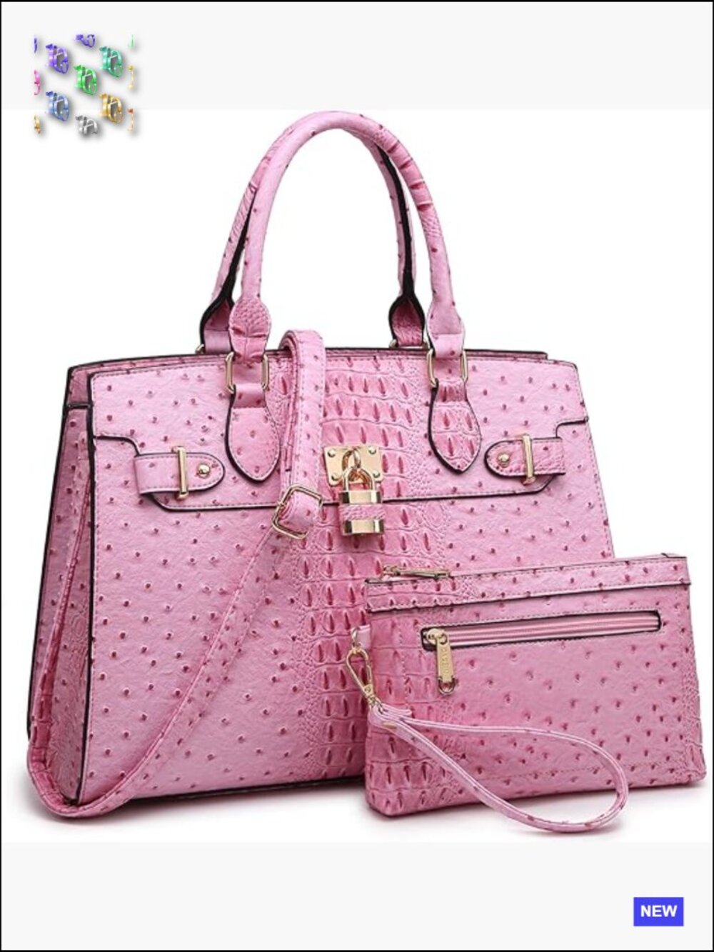 Tote Satchel Handbag Work Bag with Matching Clutch Structured Vegan Leather